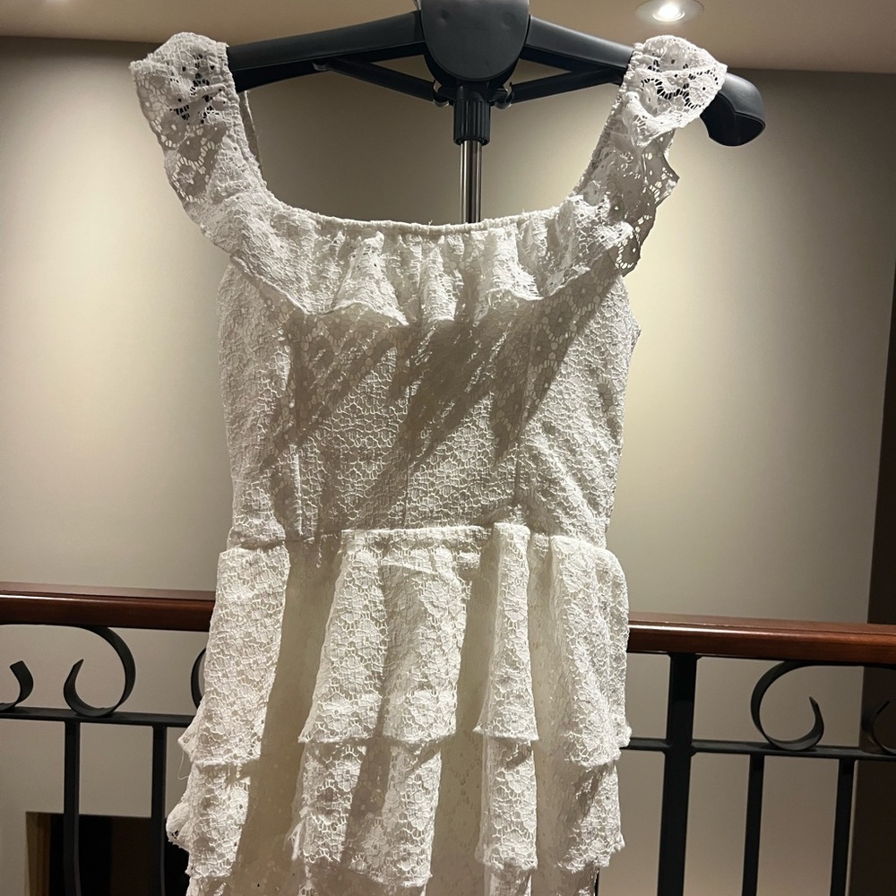 White Lace Ruffle Dress - Picture 5 of 5